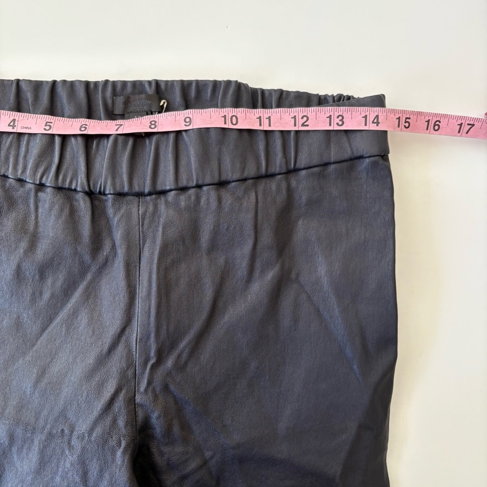 J. Crew Collection || Genuine Leather Pull On Skinny Pants Leggings Navy Blue 12 - Picture 7 of 8